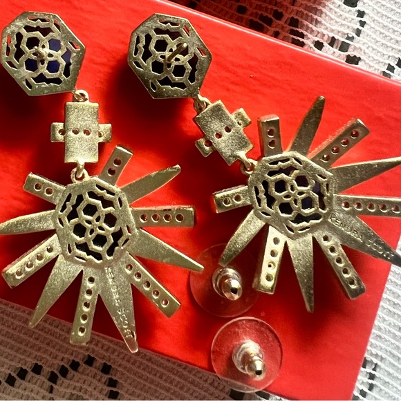 Kendra Scott: ::Blue and Gold Allie Earrings - Picture 5 of 6